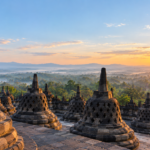 Borobudur sunrise from Yogyakarta