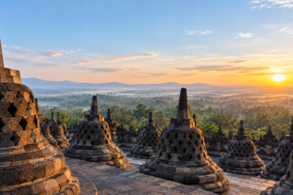 Borobudur sunrise from Yogyakarta