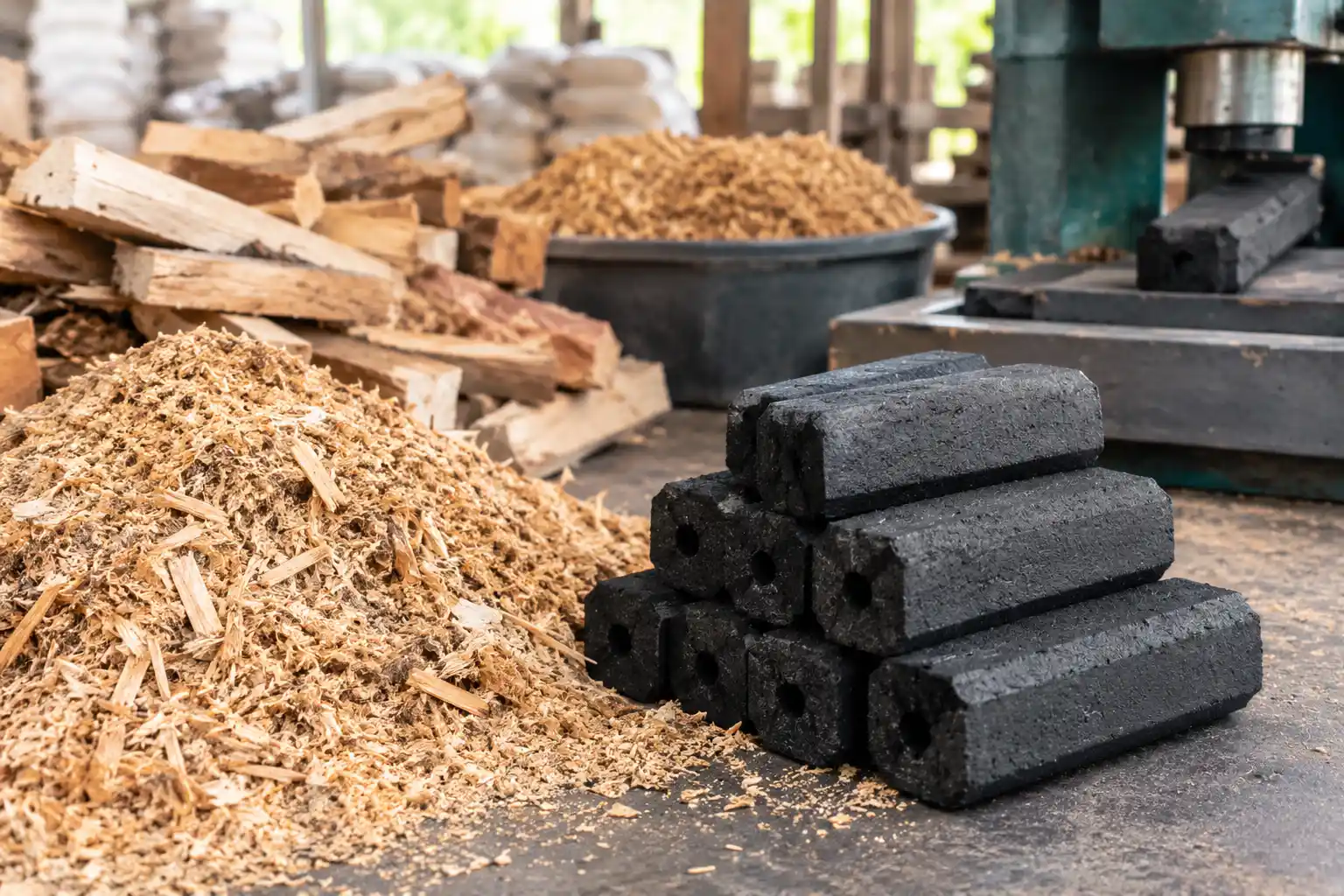 briket dari limbah kayu industri